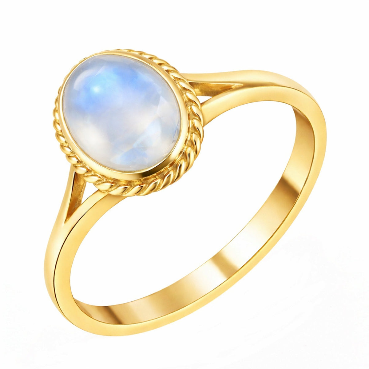 9ct yellow gold 9mm x 7mm oval moonstone ring