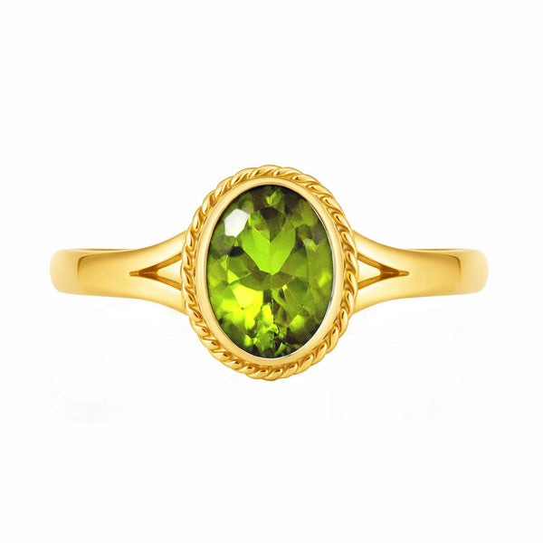 9ct yellow gold 9mm x 7mm oval peridot ring