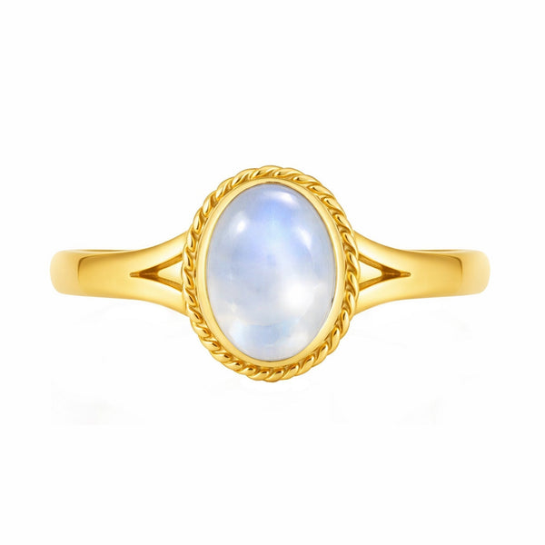 9ct yellow gold 9mm x 7mm oval moonstone ring