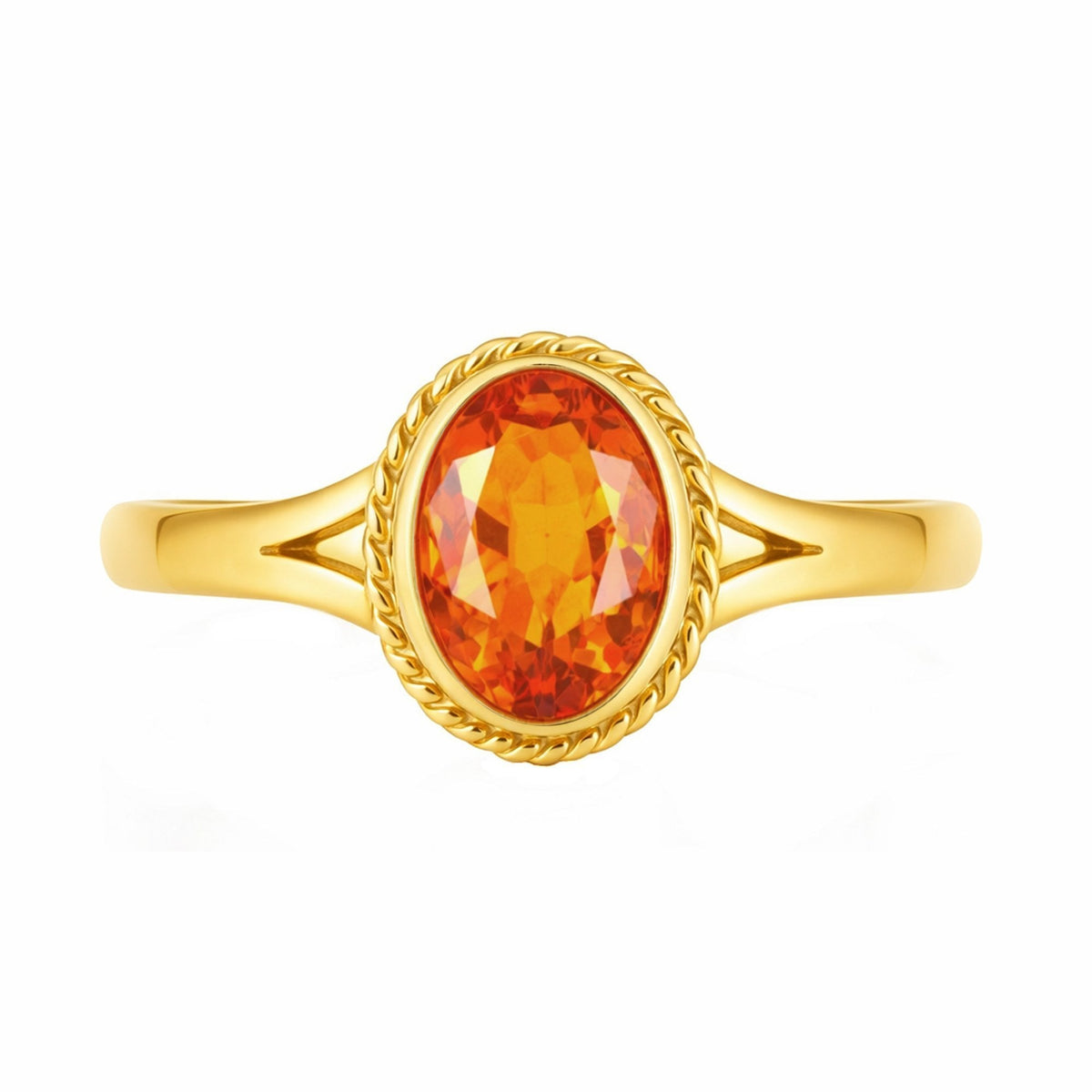 9ct yellow gold 9mm x 7mm oval fire opal ring