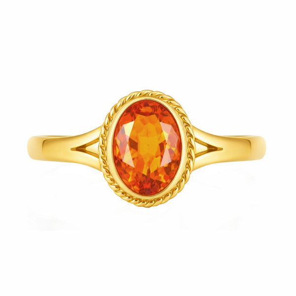 9ct yellow gold 9mm x 7mm oval fire opal ring