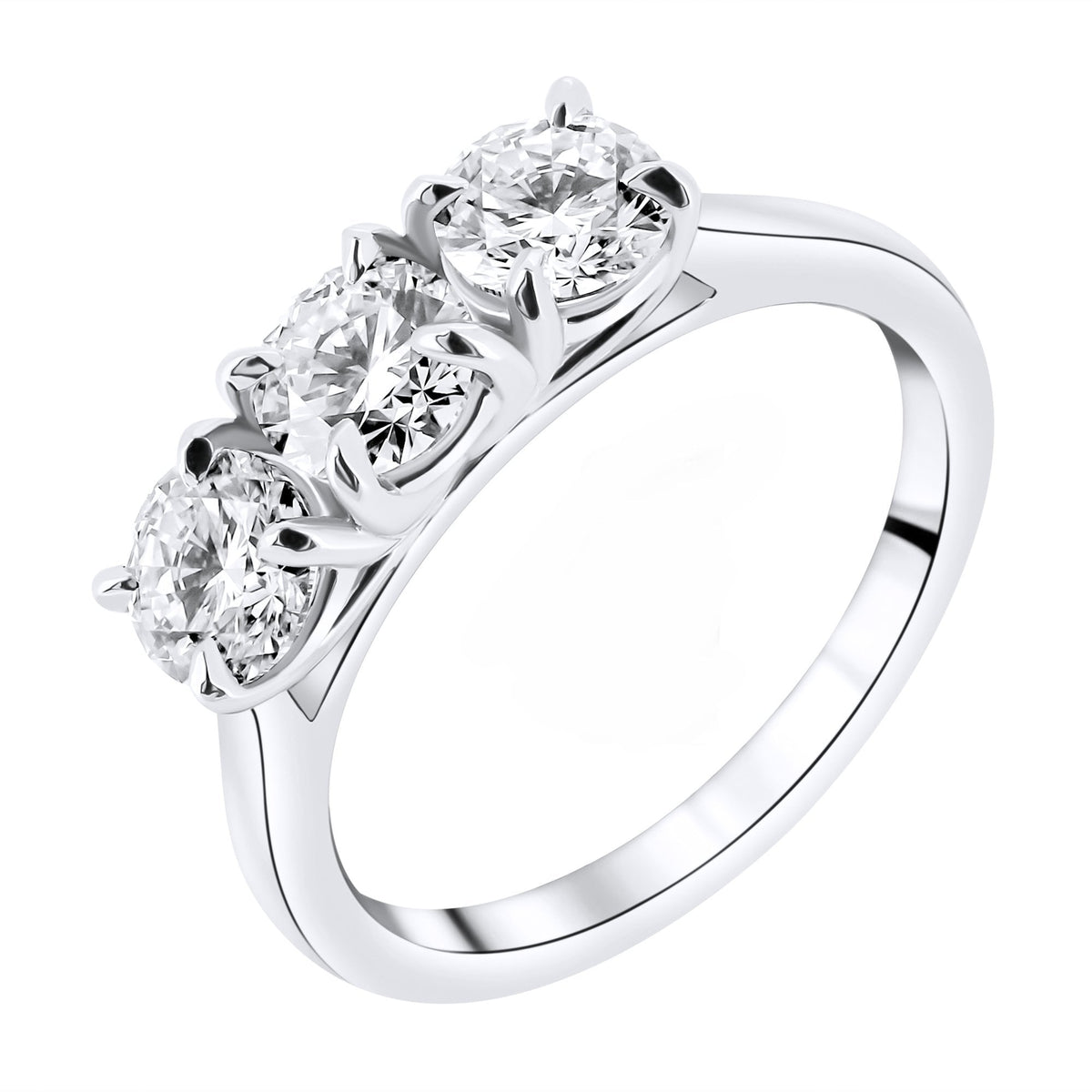 Lab grown platinum 1.56ct D VVS2 IGI round diamond 3 stone ring