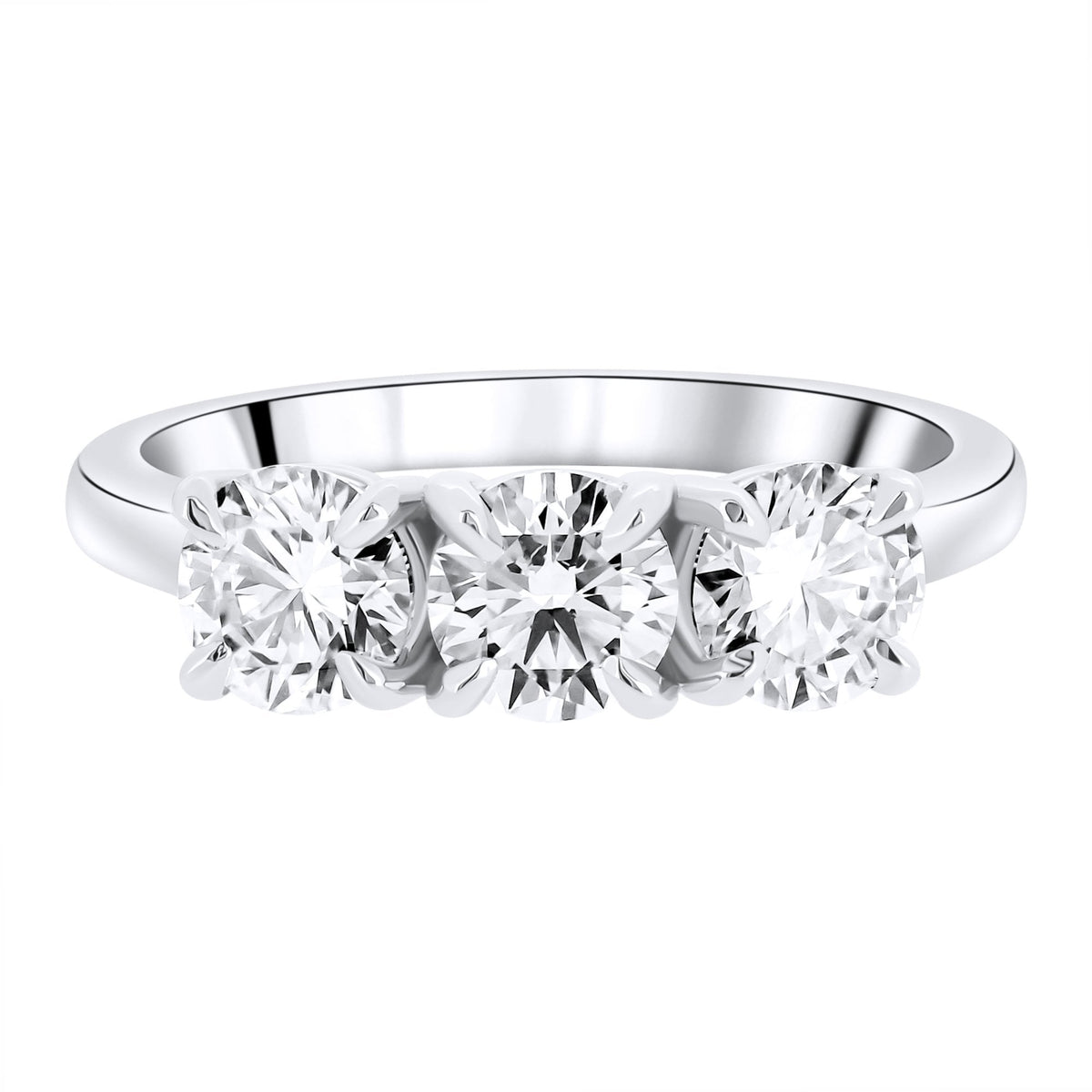 Lab grown platinum 1.56ct D VVS2 IGI round diamond 3 stone ring