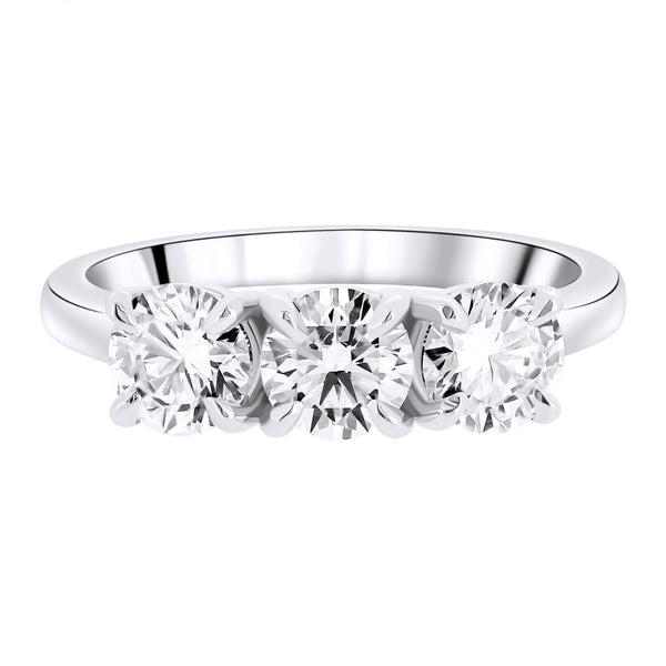 Lab grown platinum 1.56ct D VVS2 IGI round diamond 3 stone ring