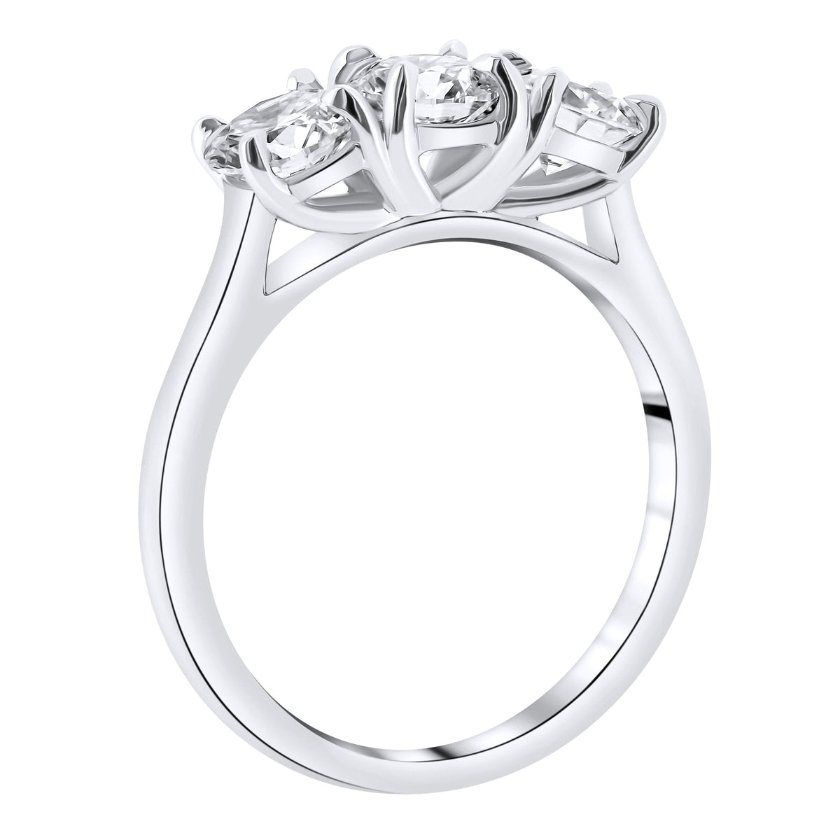 Lab grown platinum 1.56ct D VVS2 IGI round diamond 3 stone ring