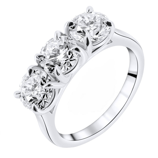 Lab grown platinum 3.00ct D VVS2 IGI round diamond 3 stone ring