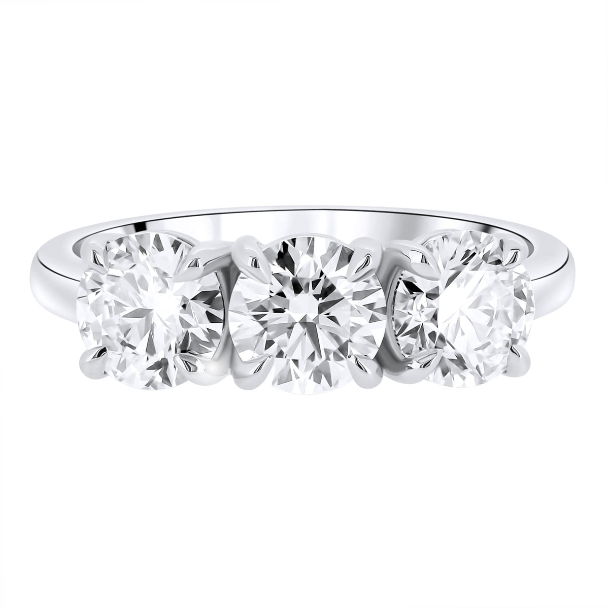 Lab grown platinum 3.00ct D VVS2 IGI round diamond 3 stone ring
