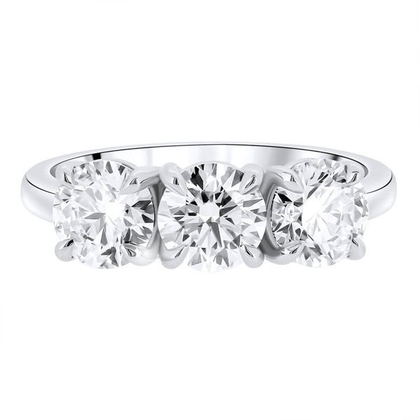 Lab grown platinum 3.00ct D VVS2 IGI round diamond 3 stone ring