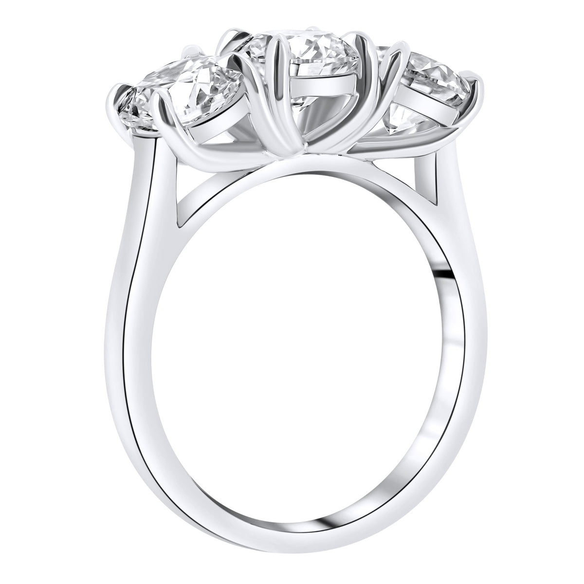 Lab grown platinum 3.00ct D VVS2 IGI round diamond 3 stone ring