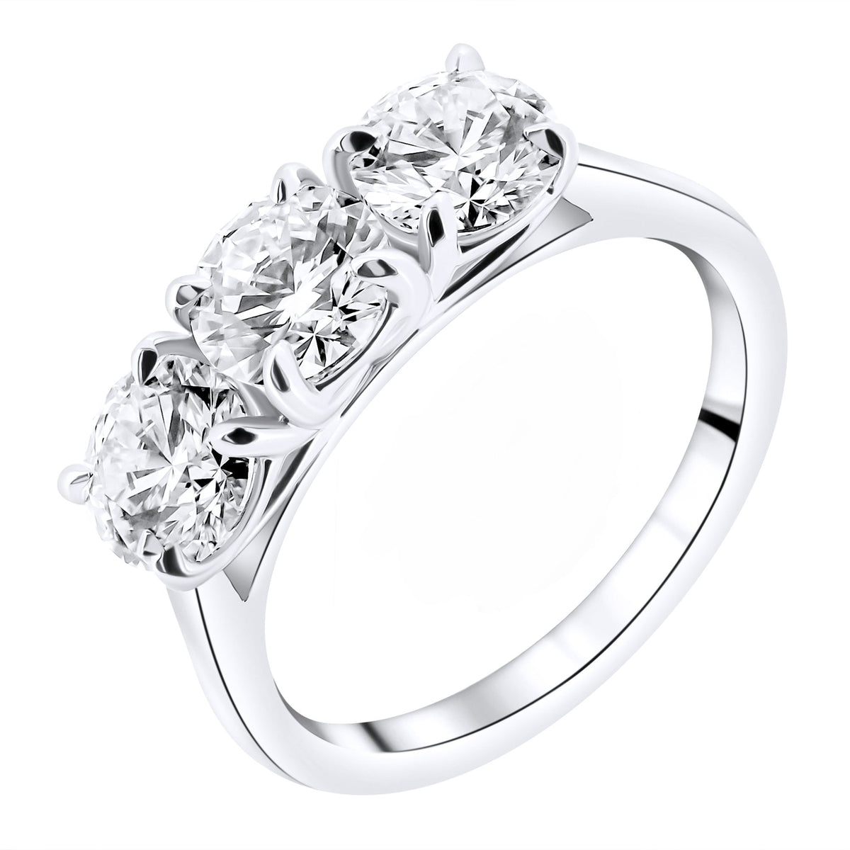 Lab grown platinum 2.34ct D VVS2 IGI round diamond 3 stone ring