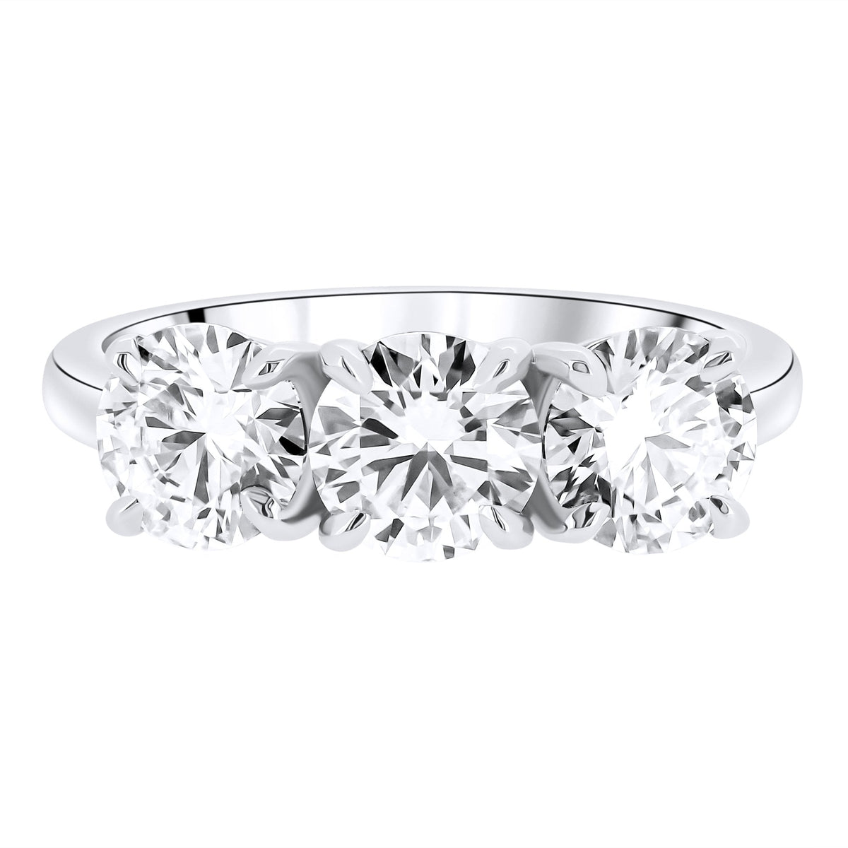 Lab grown platinum 2.34ct D VVS2 IGI round diamond 3 stone ring
