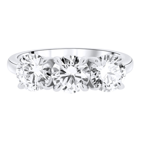 Lab grown platinum 2.34ct D VVS2 IGI round diamond 3 stone ring