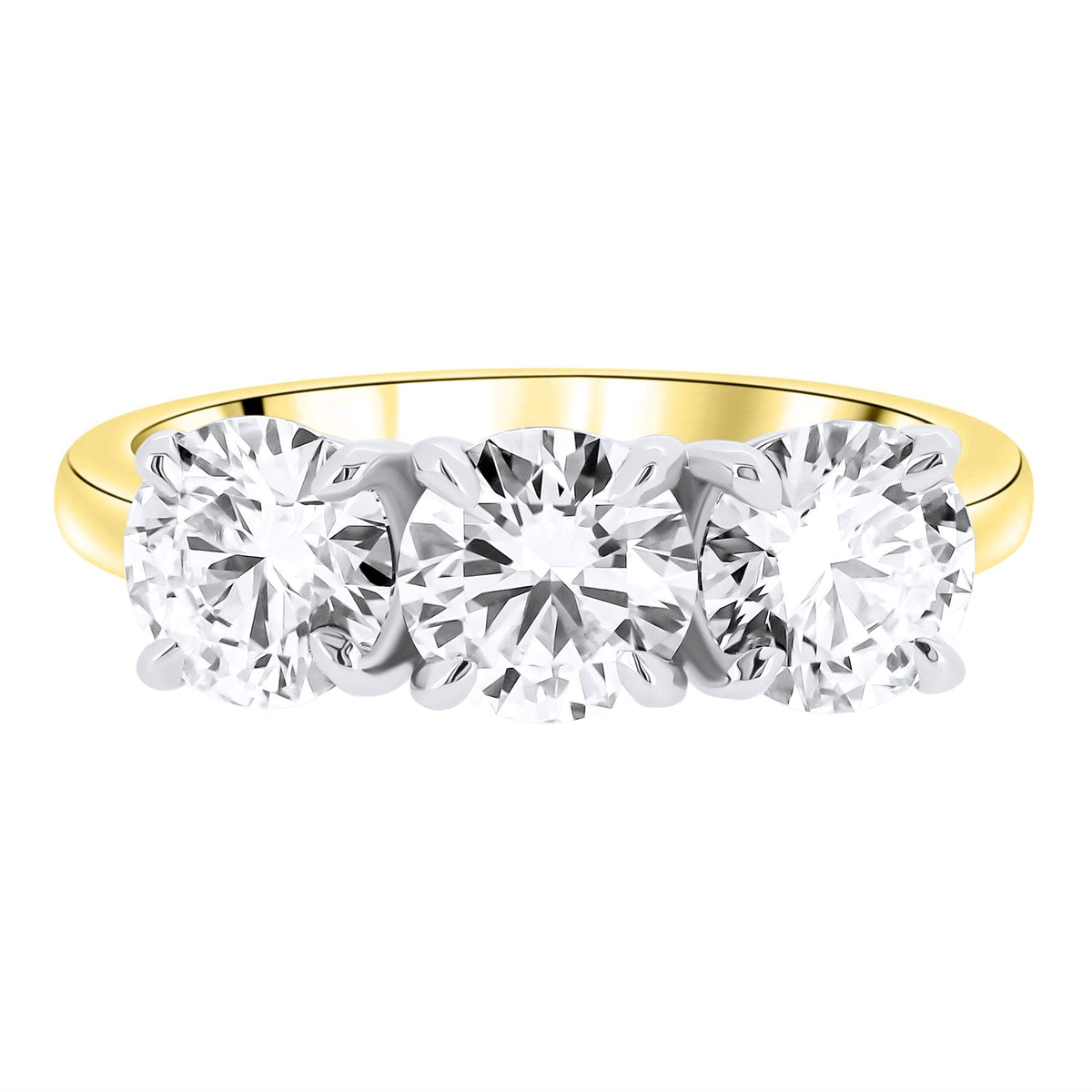 Lab grown 18ct yellow gold 2.25ct D VVS2 IGI round diamond ring