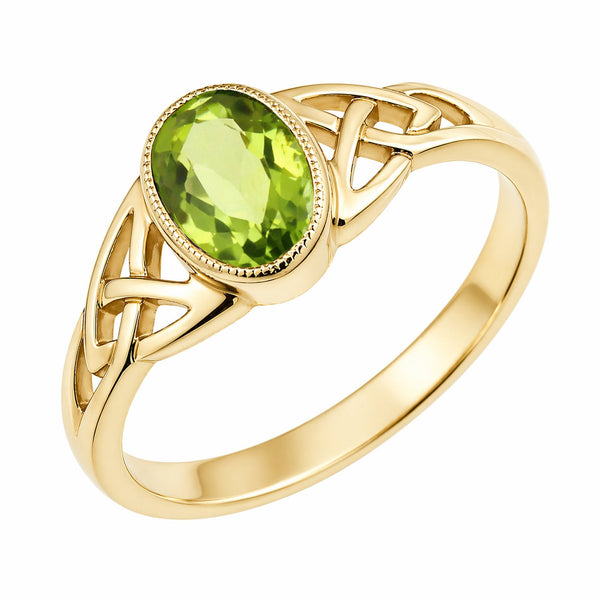 9ct yellow gold 7mm x 5mm peridot Celtic ring