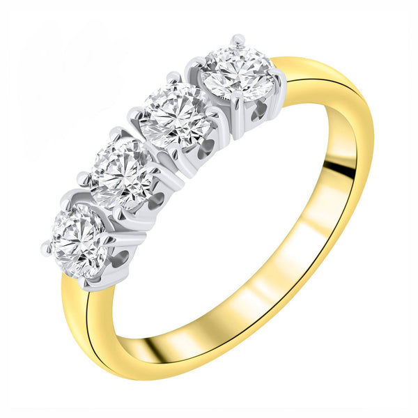 18ct yellow gold 1.01ct round brilliant cut 4 stone diamond ring