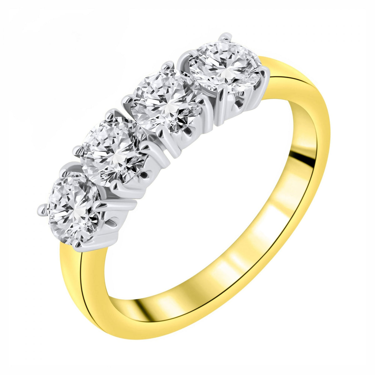 18ct yellow gold 1.60ct F VS2 GIA round brilliant 4 stone ring