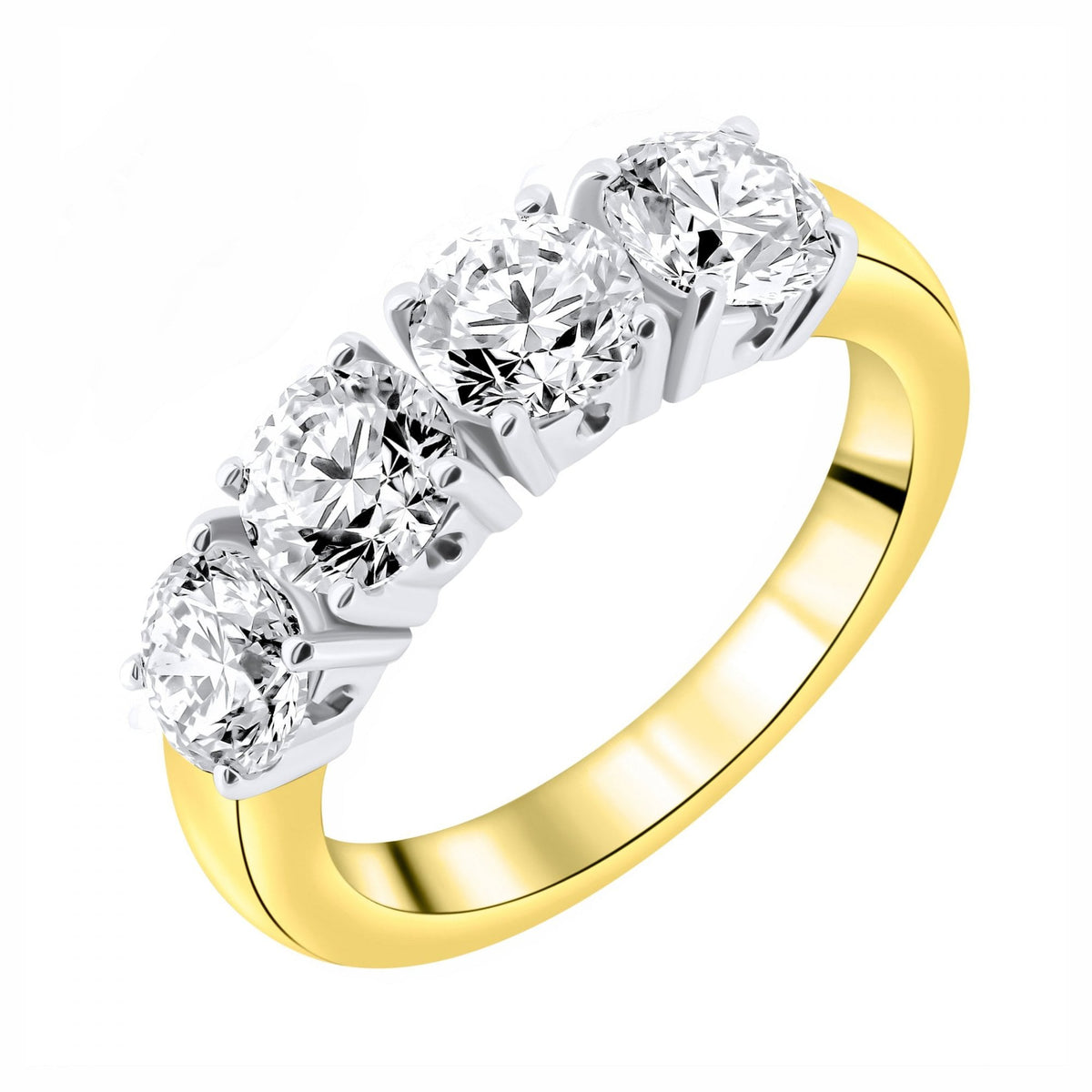18ct yellow gold 2.53ct round brilliant diamond 4 stone ring