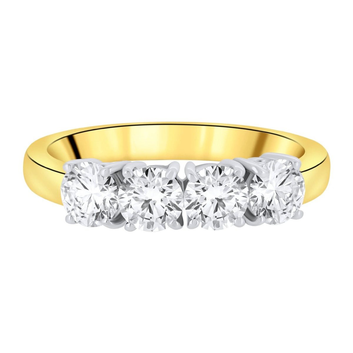 18ct yellow gold 1.60ct F VS2 GIA round brilliant 4 stone ring