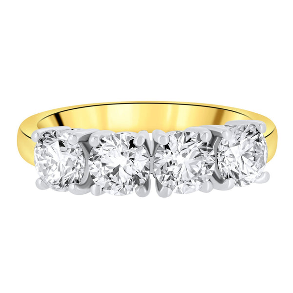 18ct yellow gold 2.00ct F VS2 GIA diamond 4 stone ring