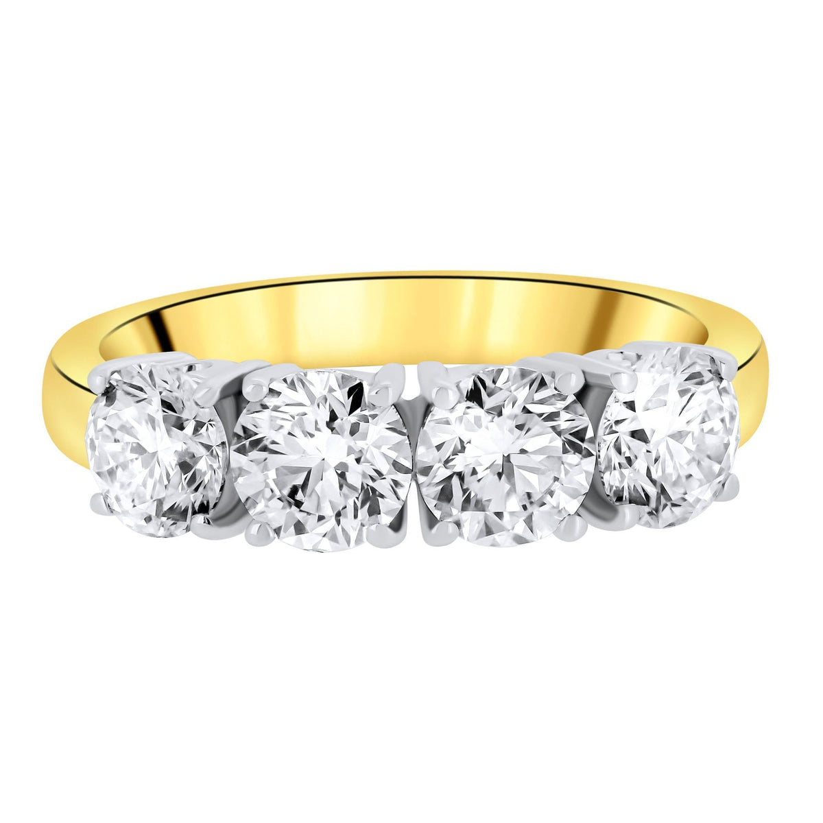 18ct yellow gold 2.53ct round brilliant diamond 4 stone ring