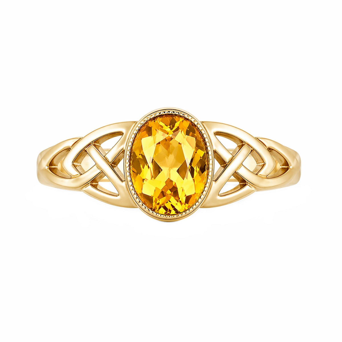 9ct yellow gold 7mm x 5mm citrine Celtic ring