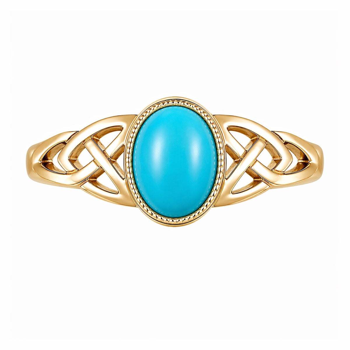 9ct yellow gold 7mm x 5mm turquoise Celtic ring