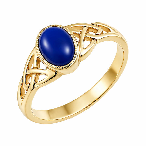 9ct yellow gold 7mm x 5mm lapis Celtic ring