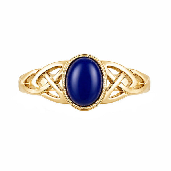 9ct yellow gold 7mm x 5mm lapis Celtic ring