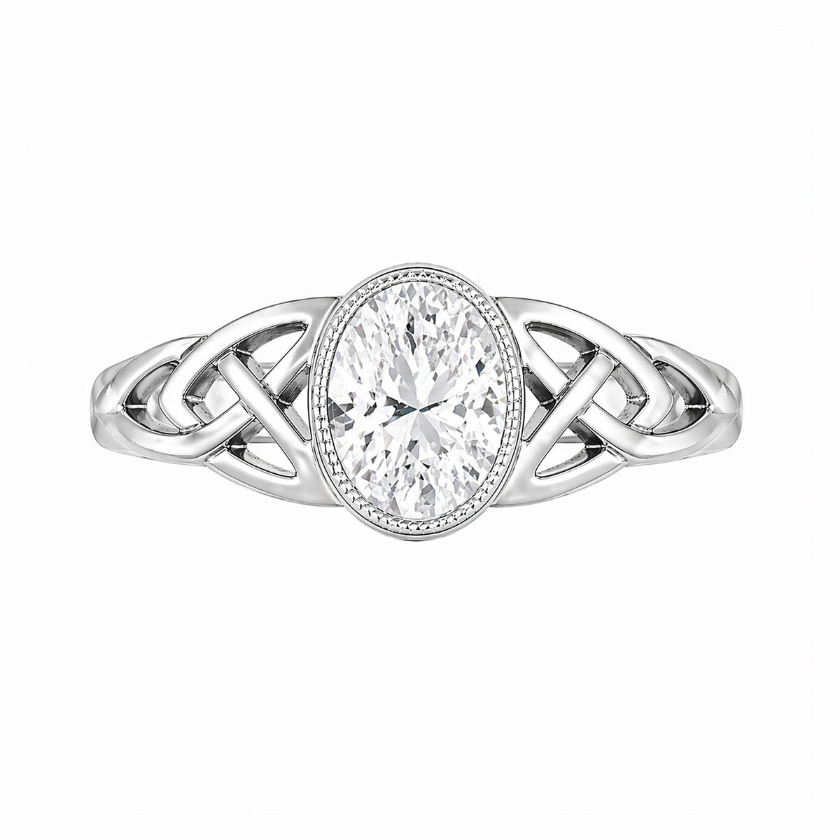 Platinum 0.71ct H SI2 oval cut Celtic diamond ring