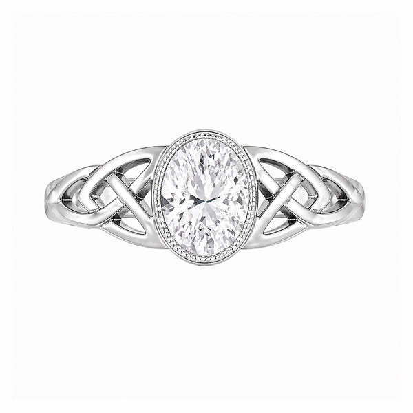 Platinum 0.71ct H SI2 oval cut Celtic diamond ring