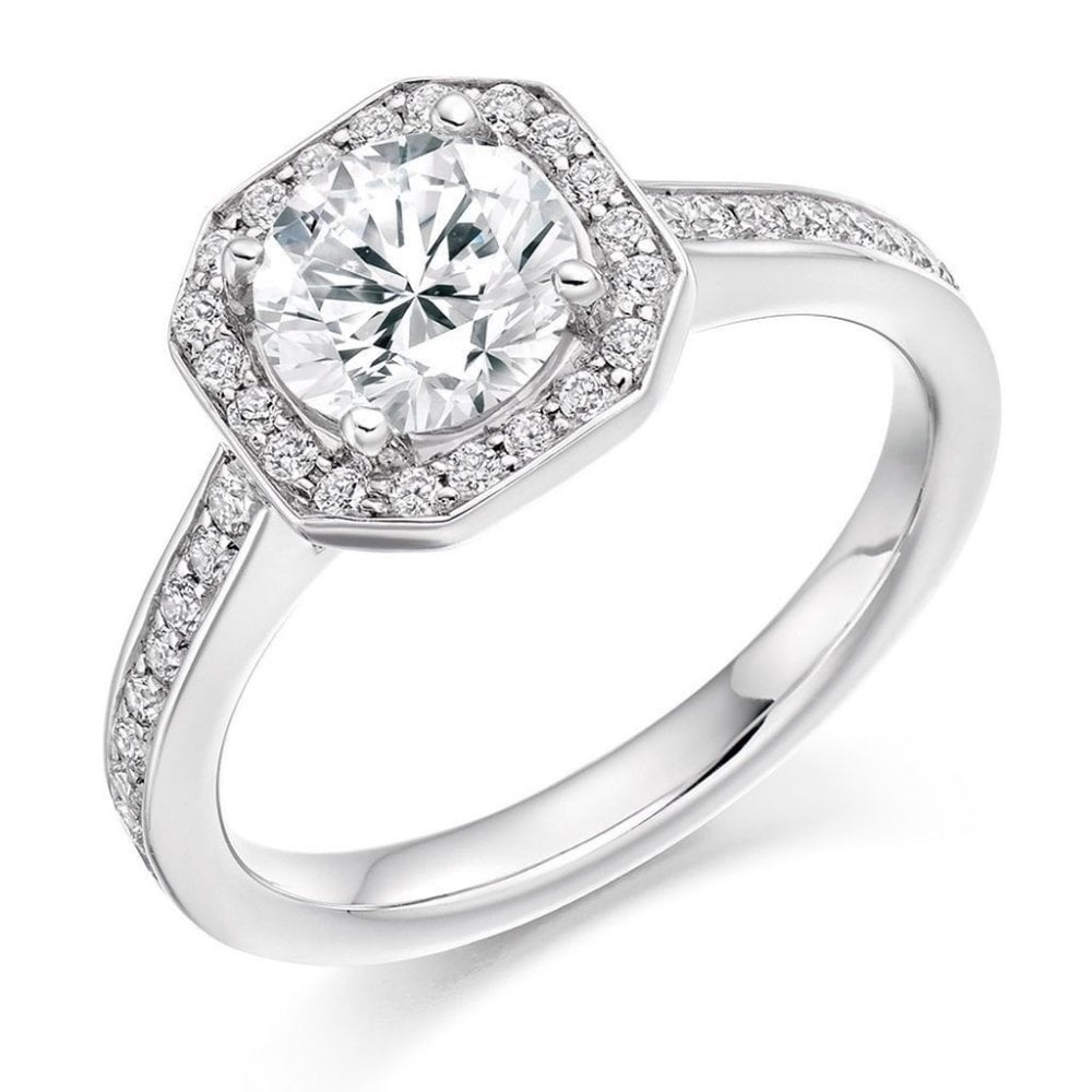 Platinum 0.70ct D VS1 GIA round brilliant cut diamond halo ring