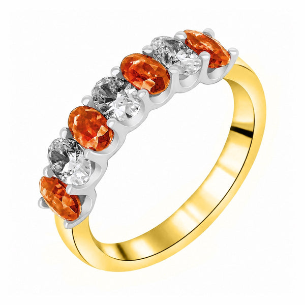18ct yellow gold 1.00ct orange sapphire & 0.75ct diamond ring