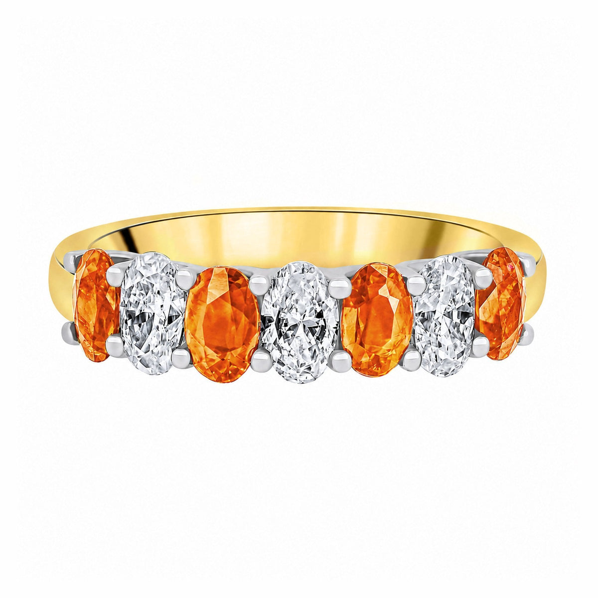 18ct yellow gold 1.00ct orange sapphire & 0.75ct diamond ring