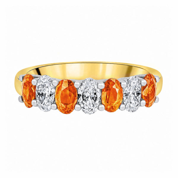 18ct yellow gold 1.00ct orange sapphire & 0.75ct diamond ring