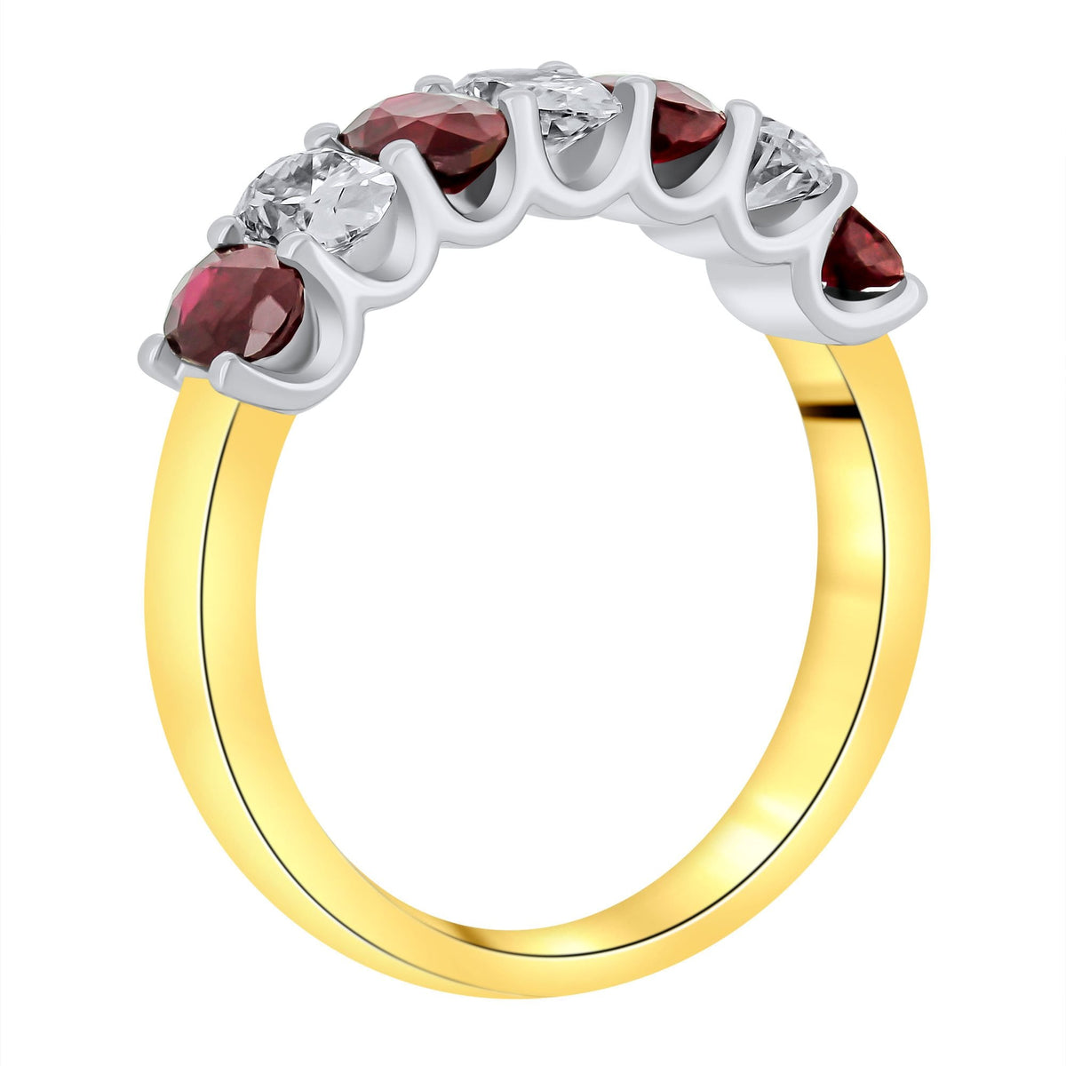 18ct yellow gold 1.11ct ruby & 0.75ct diamond 7 stone ring