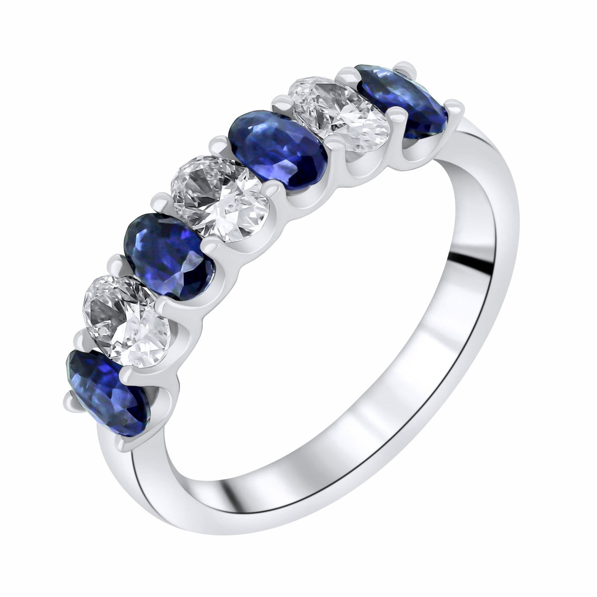 Platinum 1.10ct sapphire & 0.75ct diamond 7 stone ring