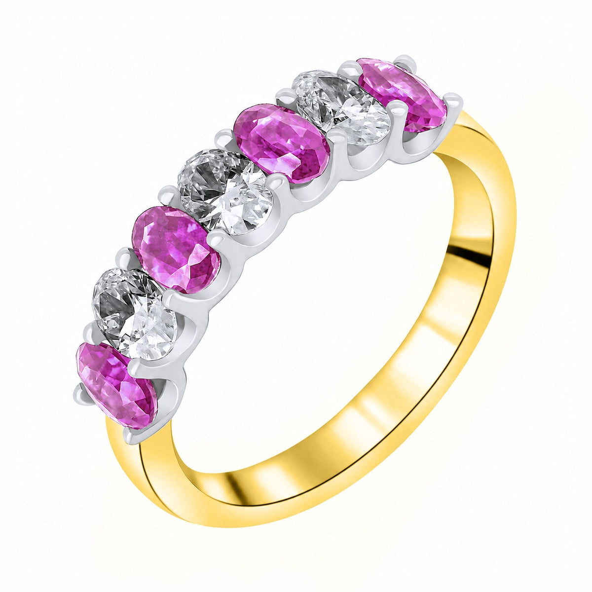 18ct yellow gold 1.33ct pink sapphire & 0.75ct diamond ring