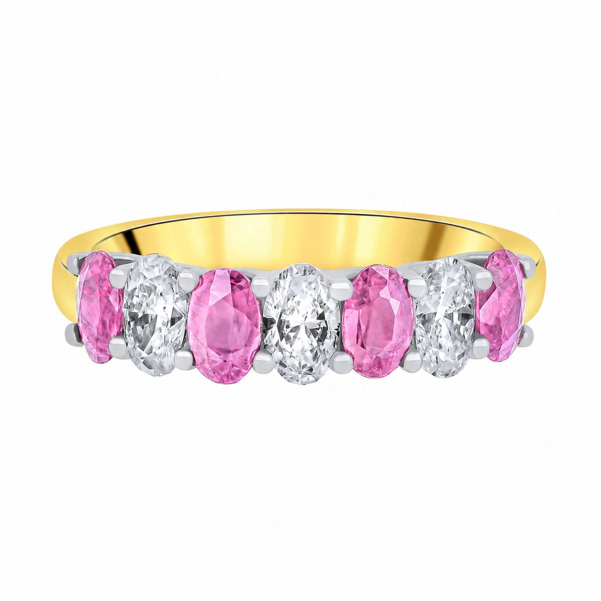 18ct yellow gold 1.33ct pink sapphire & 0.75ct diamond ring