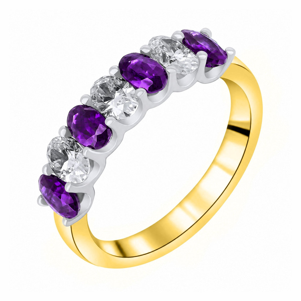 18ct yellow gold 1.00ct purple sapphire & 0.75ct diamond ring