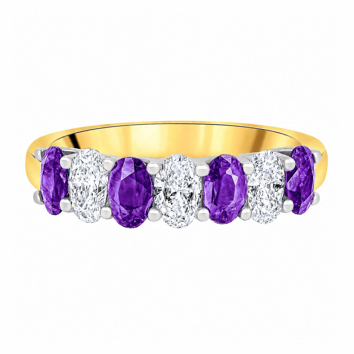 18ct yellow gold 1.00ct purple sapphire & 0.75ct diamond ring