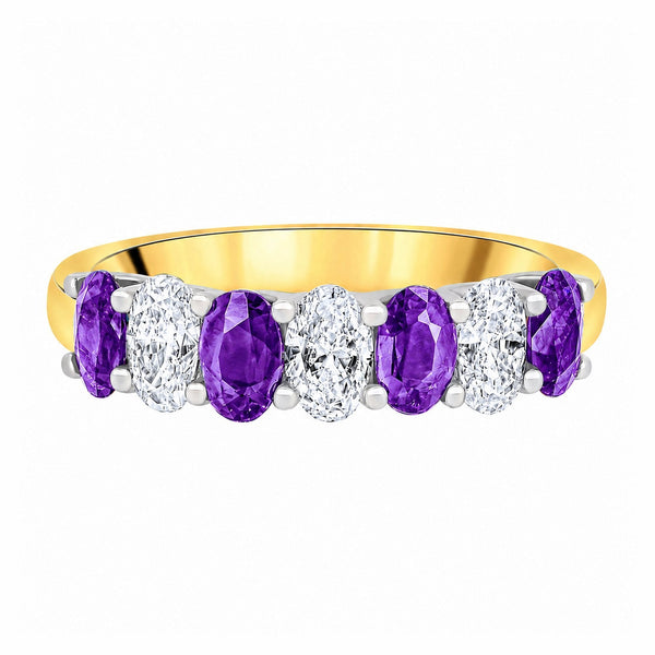 18ct yellow gold 1.00ct purple sapphire & 0.75ct diamond ring