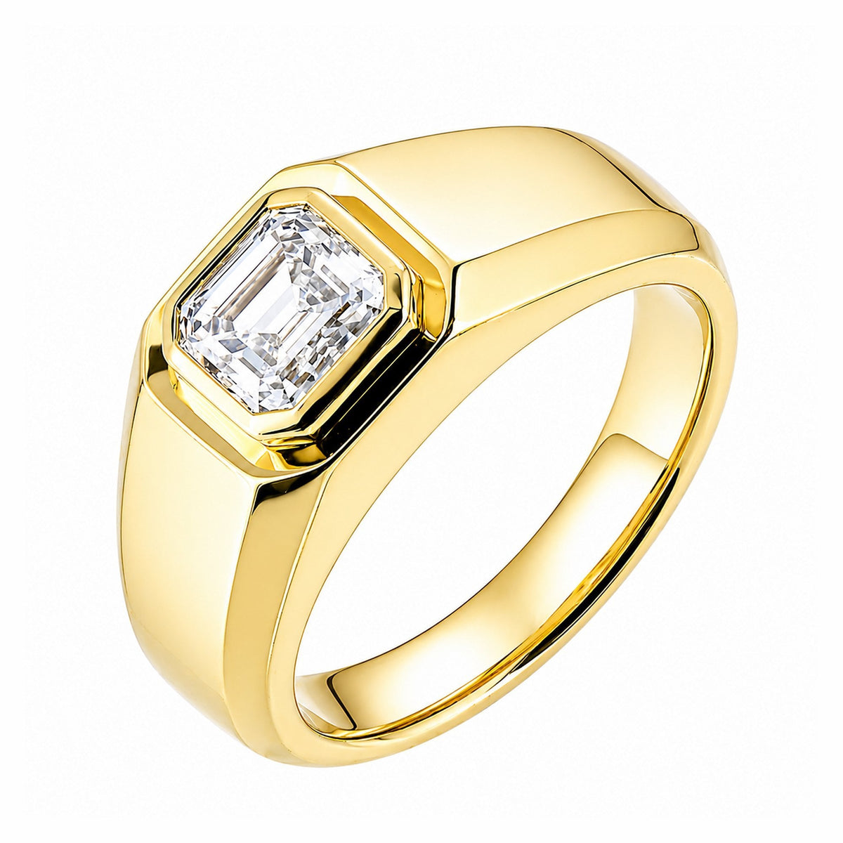 Lab grown 18ct yellow gold 1.09ct D VVS2 IGI asscher cut ring