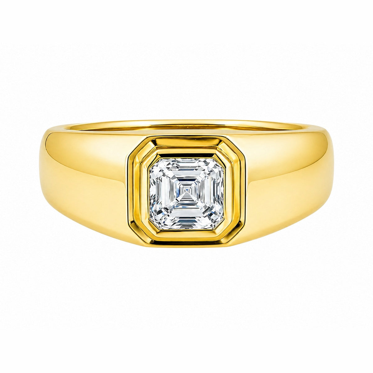Lab grown 18ct yellow gold 1.09ct D VVS2 IGI asscher cut ring