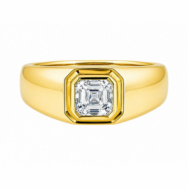 Lab grown 18ct yellow gold 1.09ct D VVS2 IGI asscher cut ring