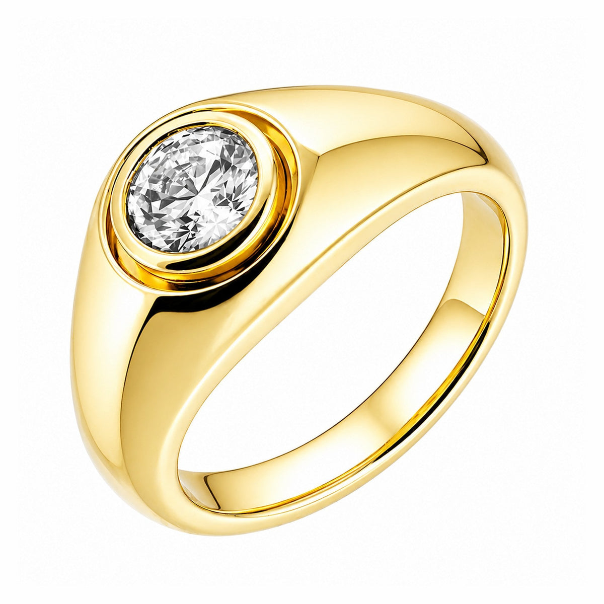 Lab grown 18ct yellow gold 1.05ct D VVS2 IGI round cut ring