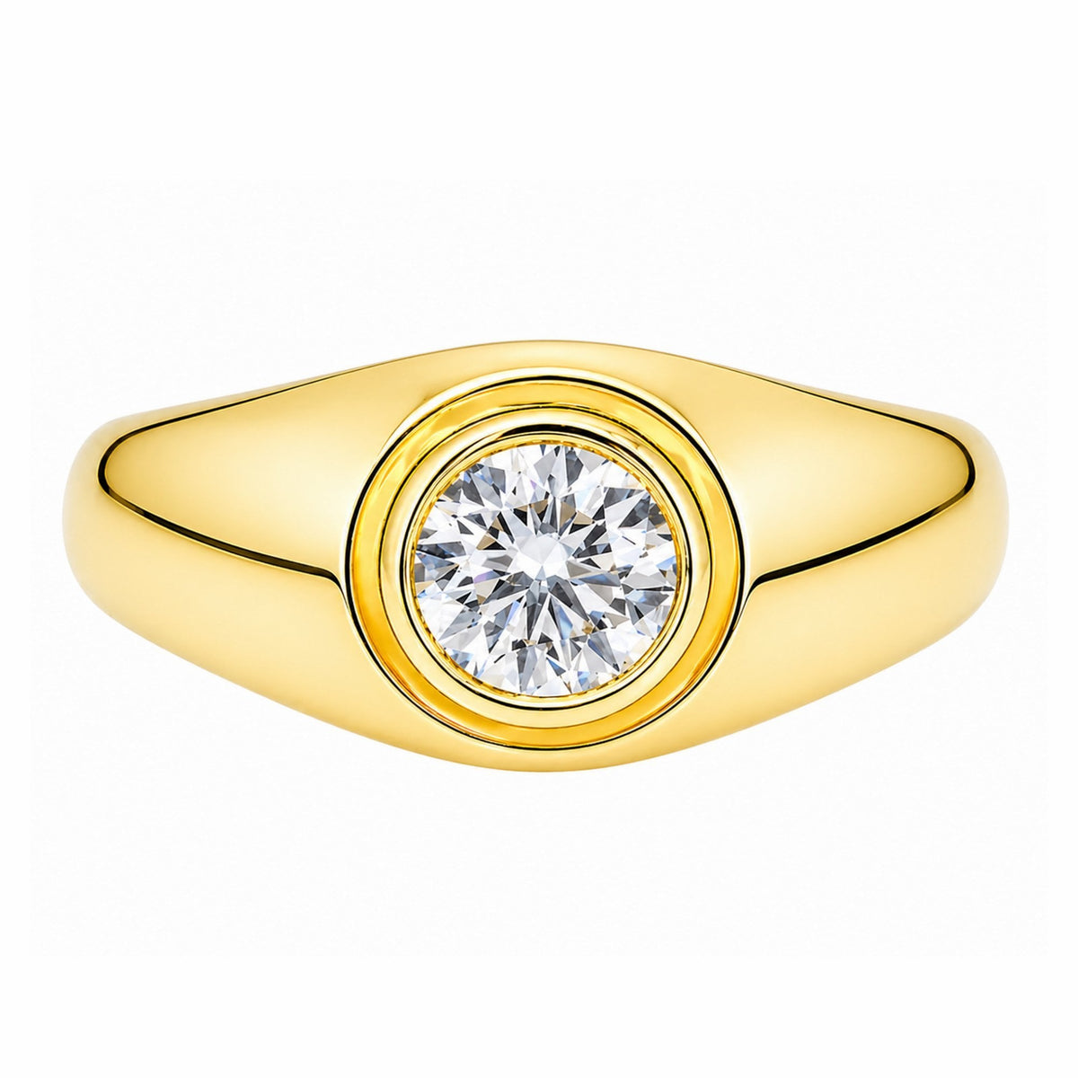 Lab grown 18ct yellow gold 1.05ct D VVS2 IGI round cut ring