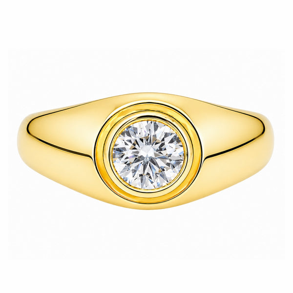 Lab grown 18ct yellow gold 1.05ct D VVS2 IGI round cut ring