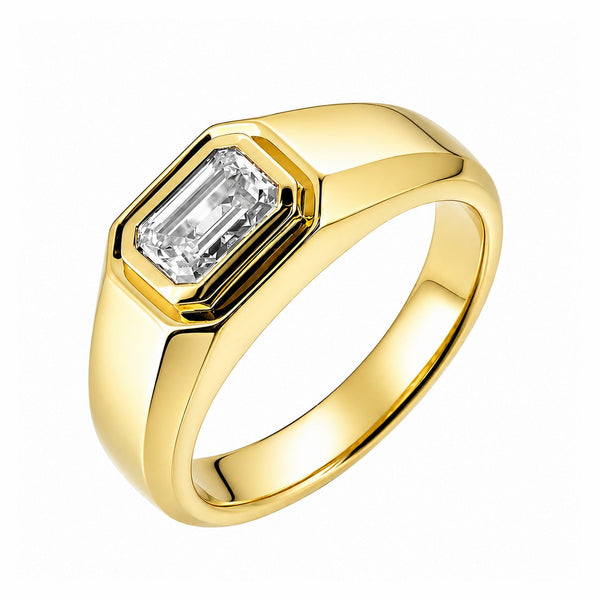 Lab grown 18ct yellow gold 1.09ct D VVS2 IGI emerald cut ring