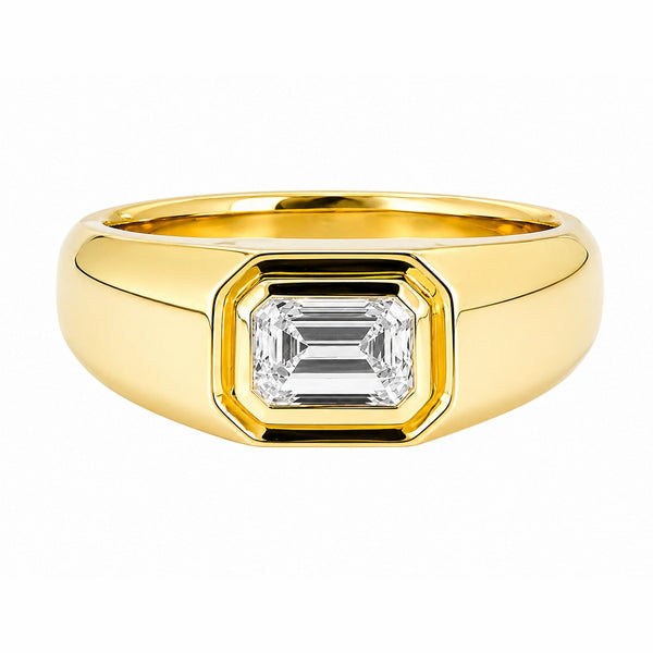 Lab grown 18ct yellow gold 1.09ct D VVS2 IGI emerald cut ring
