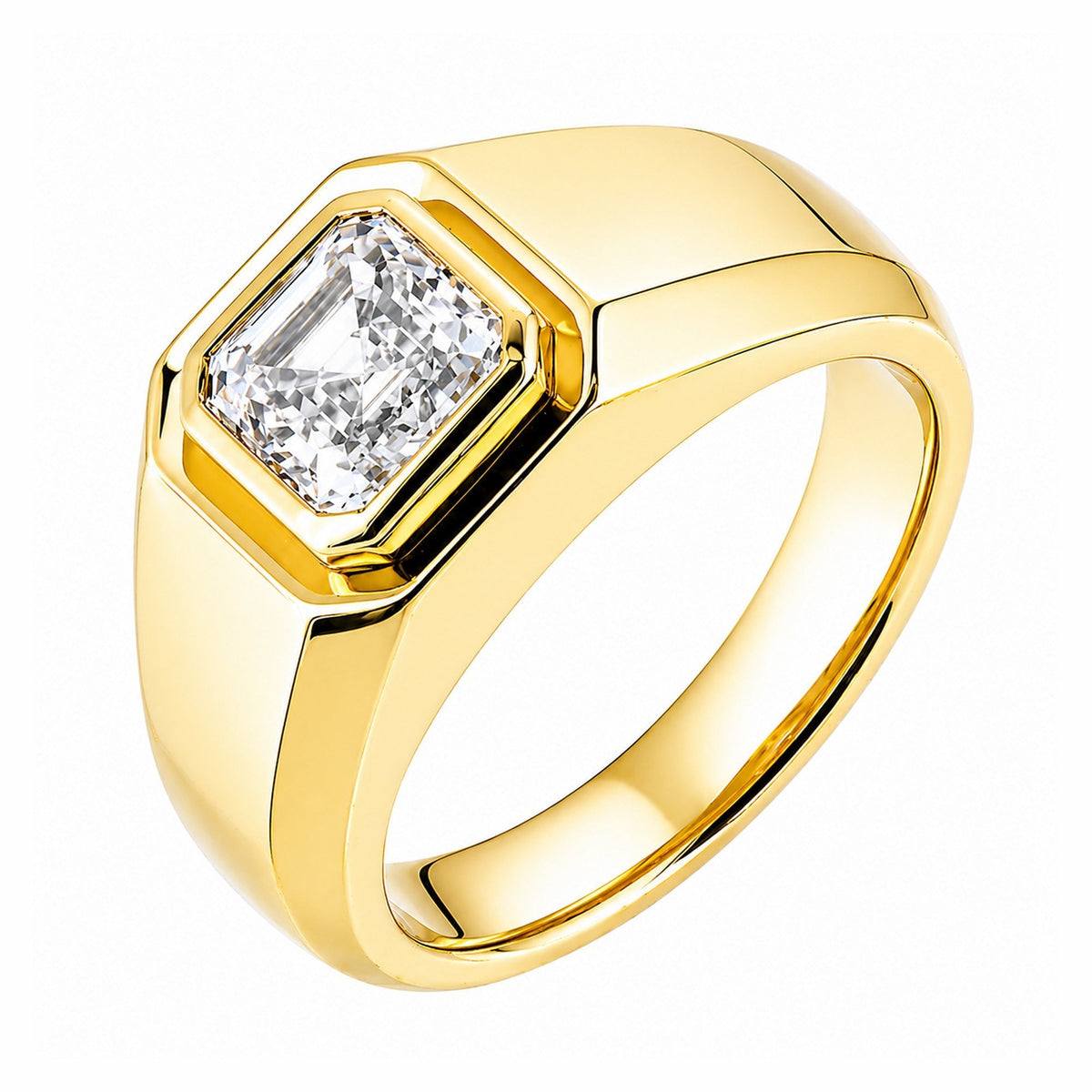 Lab grown 18ct yellow gold 2.05ct D VVS2 IGI asscher cut ring